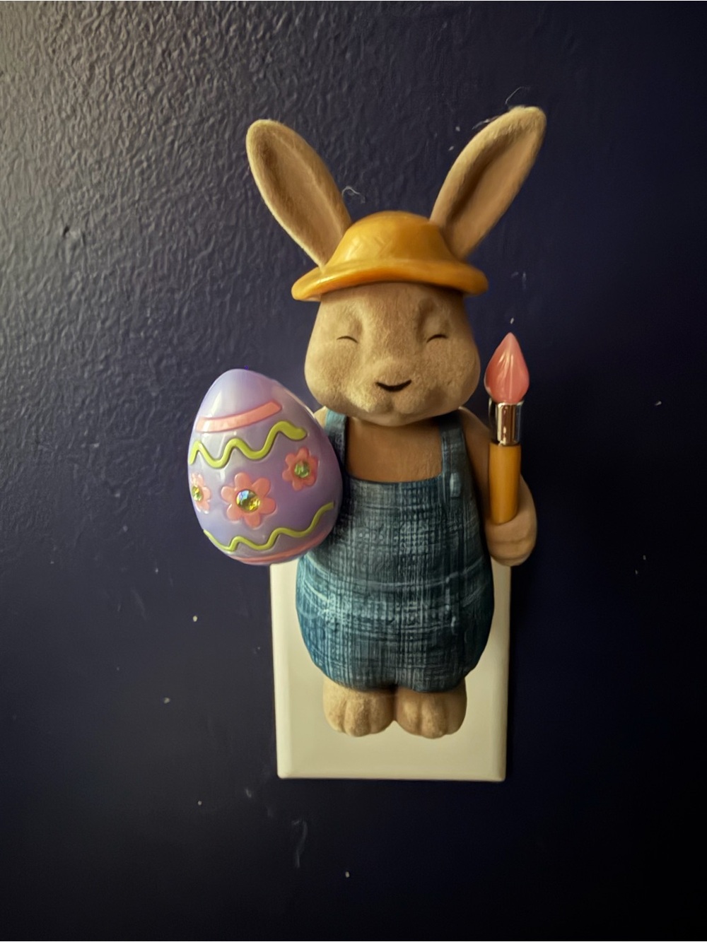 Bath & Body Works Bunny Wall Hook - Yellow Hat, Purple Egg, Blue Overalls